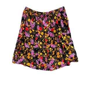 Ella Moss floral mini skirt lined sz S black/pink